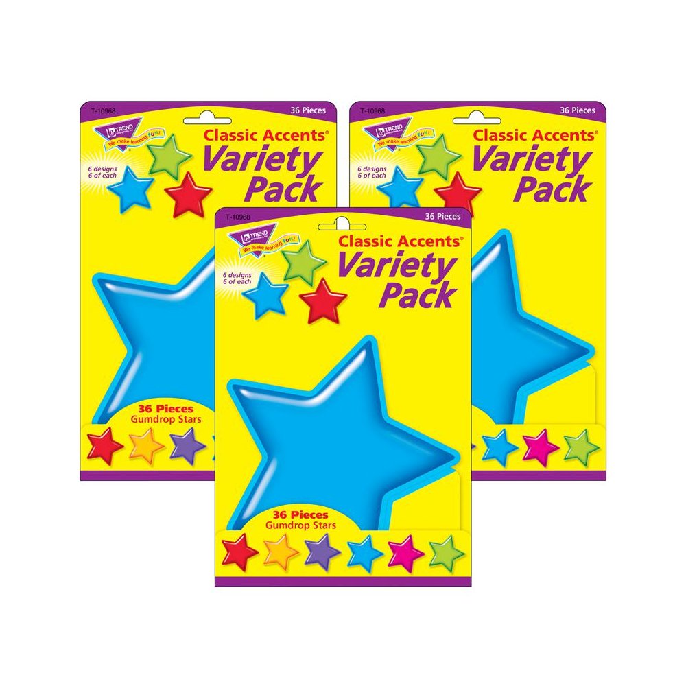 Gumdrop Stars Classic Accents Variety Pack, 36 Per Pack, 3 Packs. Picture 2