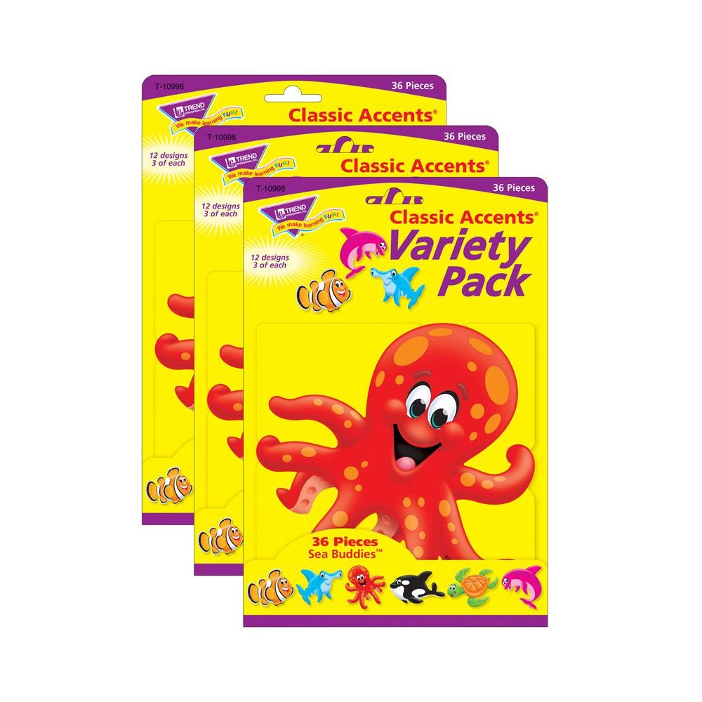 Sea Buddies Classic Accents Variety Pack, 36 Per Pack, 3 Packs. Picture 2