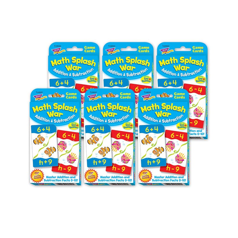 Math Splash War Addition & Subtraction Challenge Cards, 6 Packs. Picture 2