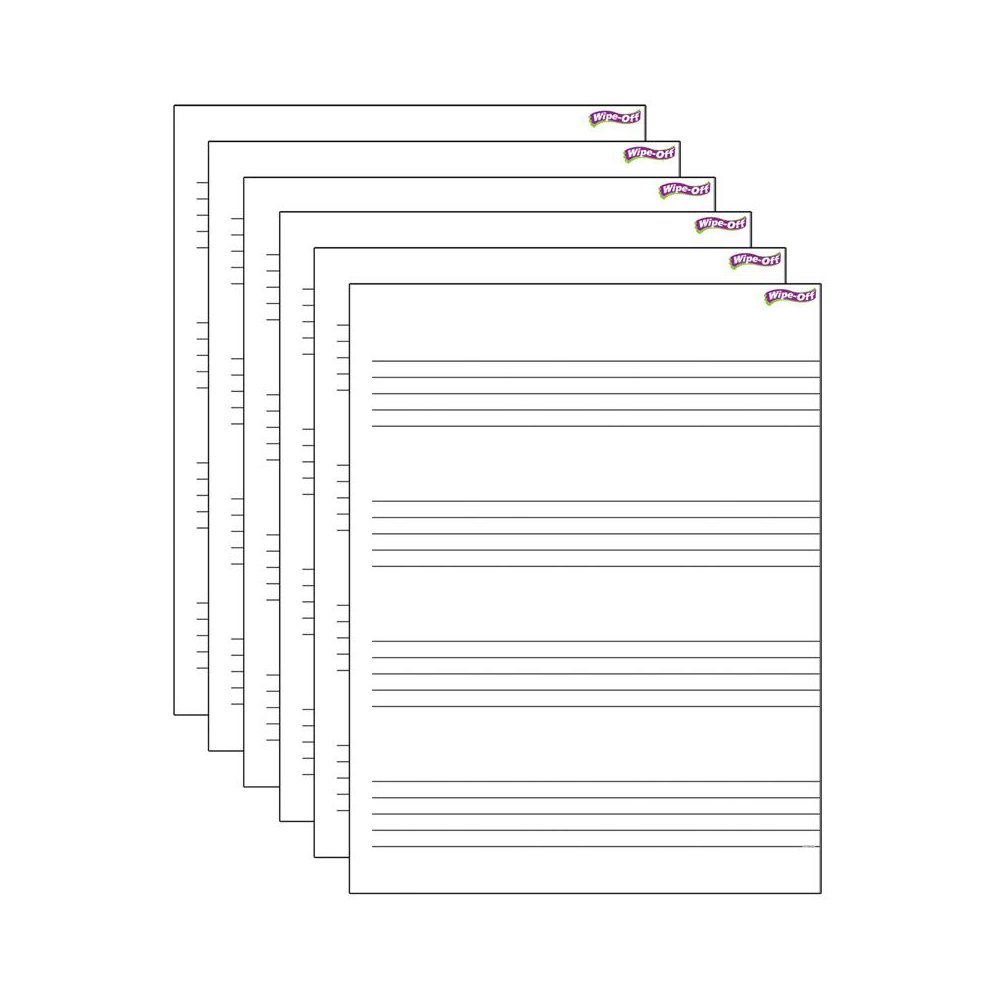 Music Staff Paper Wipe-Off Chart, 17" x 22", Pack of 6. Picture 2