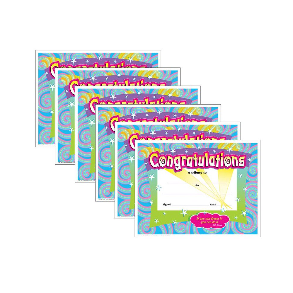 Congratulations/Swirls Colorful Classics Certificates, 30 Per Pack, 6 Packs. Picture 2