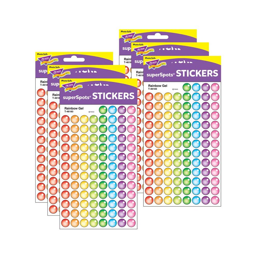 Rainbow Gel superSpots Stickers, 800 Per Pack, 6 Packs. Picture 2