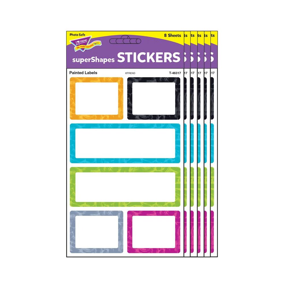 Color Harmony Painted Labels superShapes Stickers - Large, 24 Per Pack, 6 Packs. Picture 2