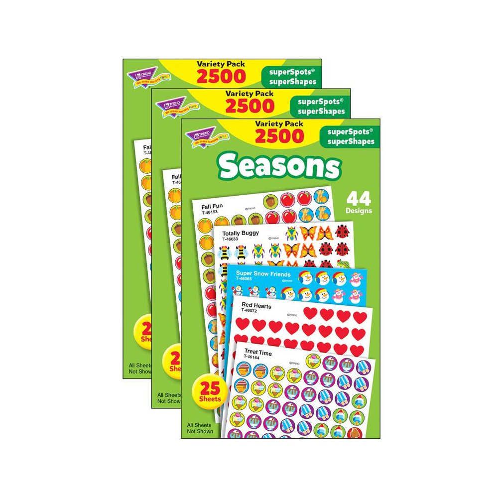 Seasons superSpots/superShapes Variety Pack, 2500 Per Pack, 3 Packs. Picture 2