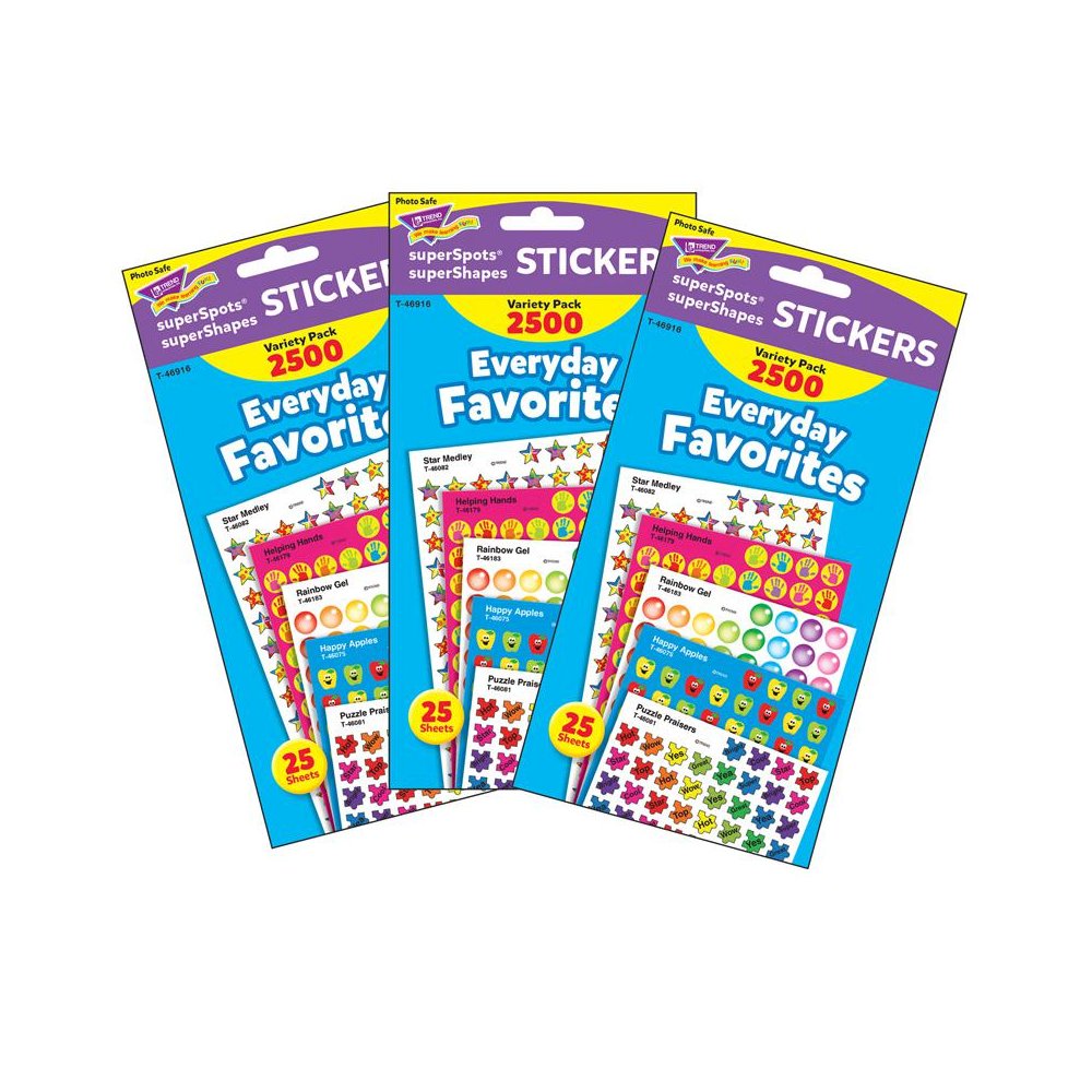 Everyday Favorites superSpots/superShapes Variety Pack, 2500 Per Pack, 3 Packs. Picture 2