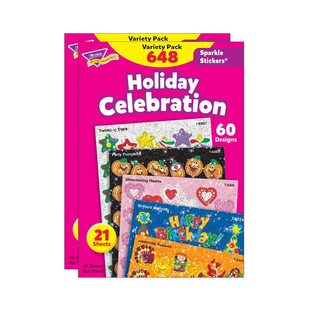 Holiday Celebration Sparkle Stickers Variety Pack, 648 Per Pack, 2 Packs. Picture 2