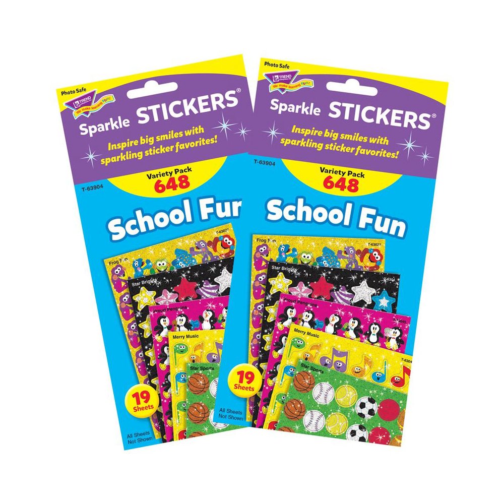 School Fun Sparkle Stickers Variety Pack, 648 Per Pack, 2 Packs. Picture 2
