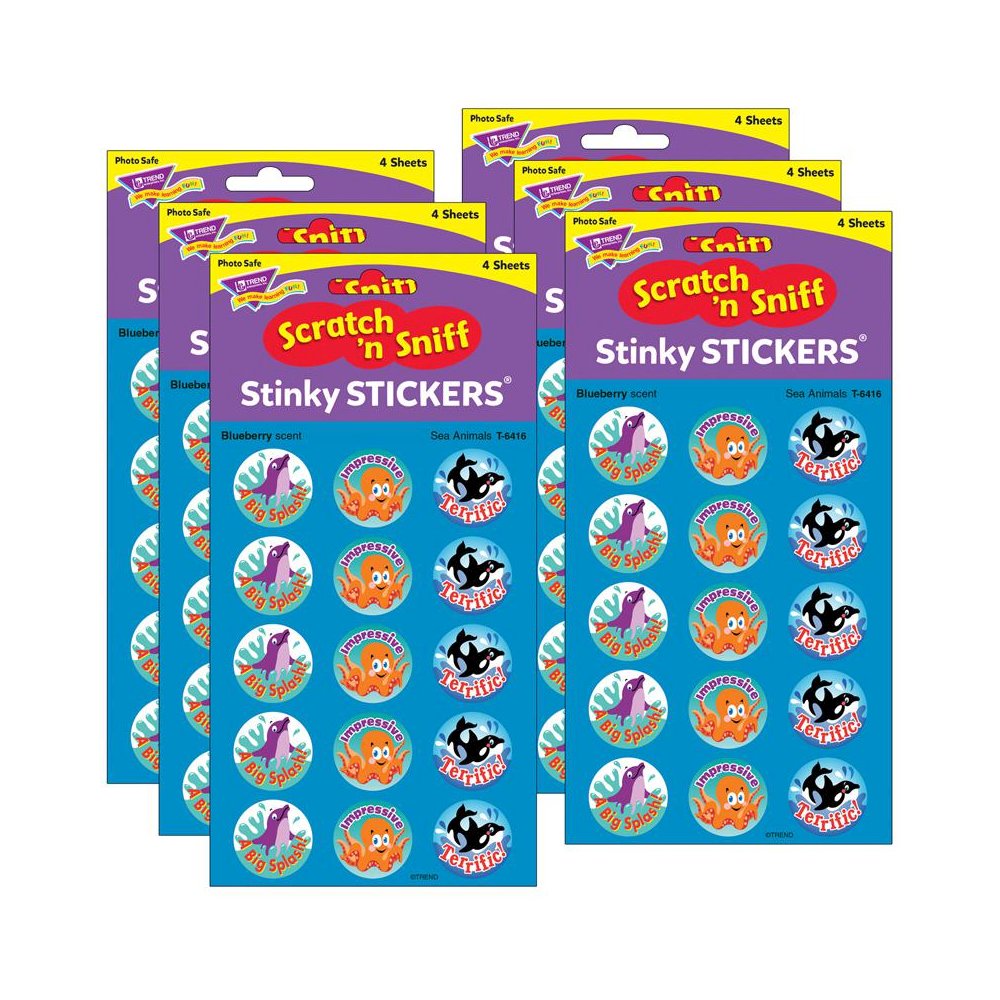 Sea Animals/Blueberry Stinky Stickers, 60 Per Pack, 6 Packs. Picture 2