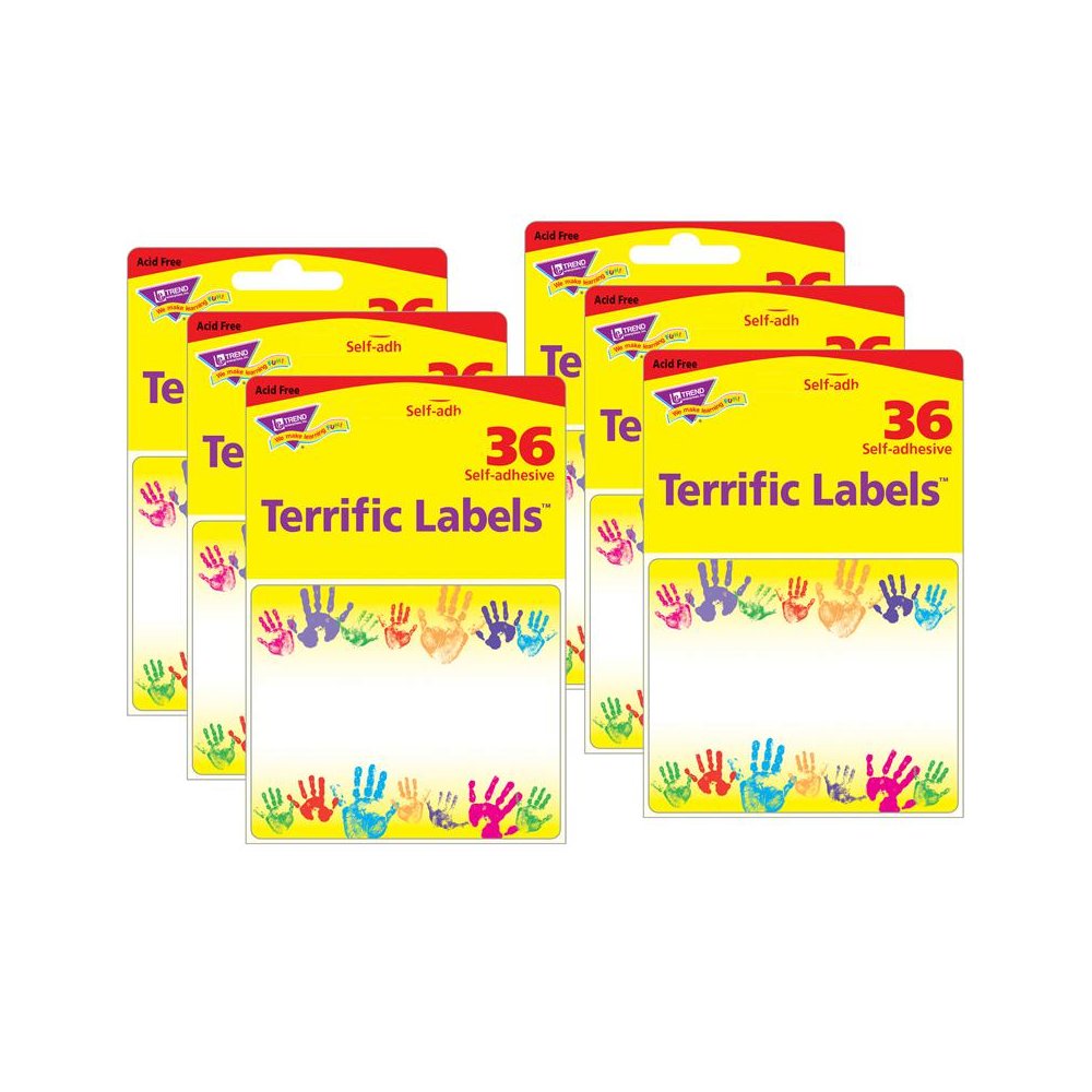 Rainbow Handprints Terrific Labels, 36 Per Pack, 6 Packs. Picture 2