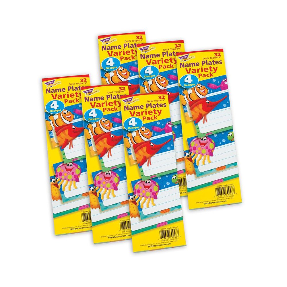 Sea Buddies Desk Toppers Name Plates Variety Pack, 32 Per Pack, 6 Packs. Picture 2