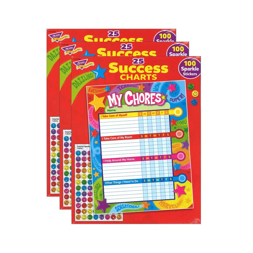 Praise Words 'n Stars Chore Charts, 25 Sheets Per Pad, Pack of 3. Picture 2