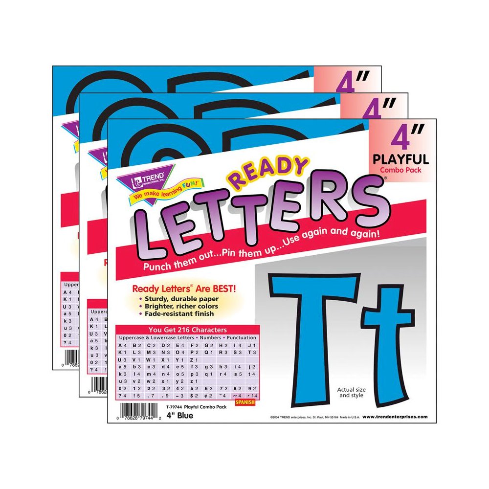 Blue 4" Playful Combo Ready Letters, 3 Packs. Picture 2