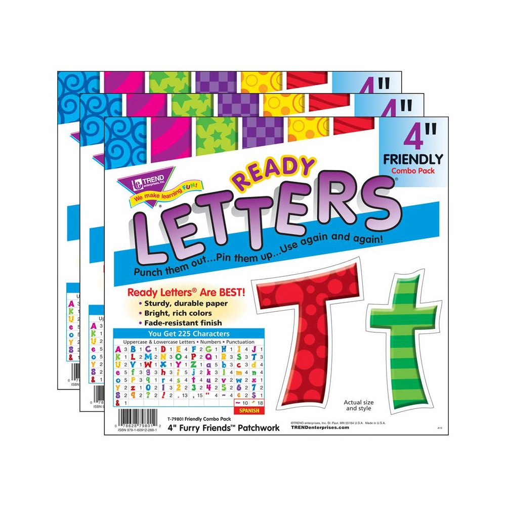 Patchwork FF 4" Friendly Combo Ready Letters, 3 Packs. Picture 2