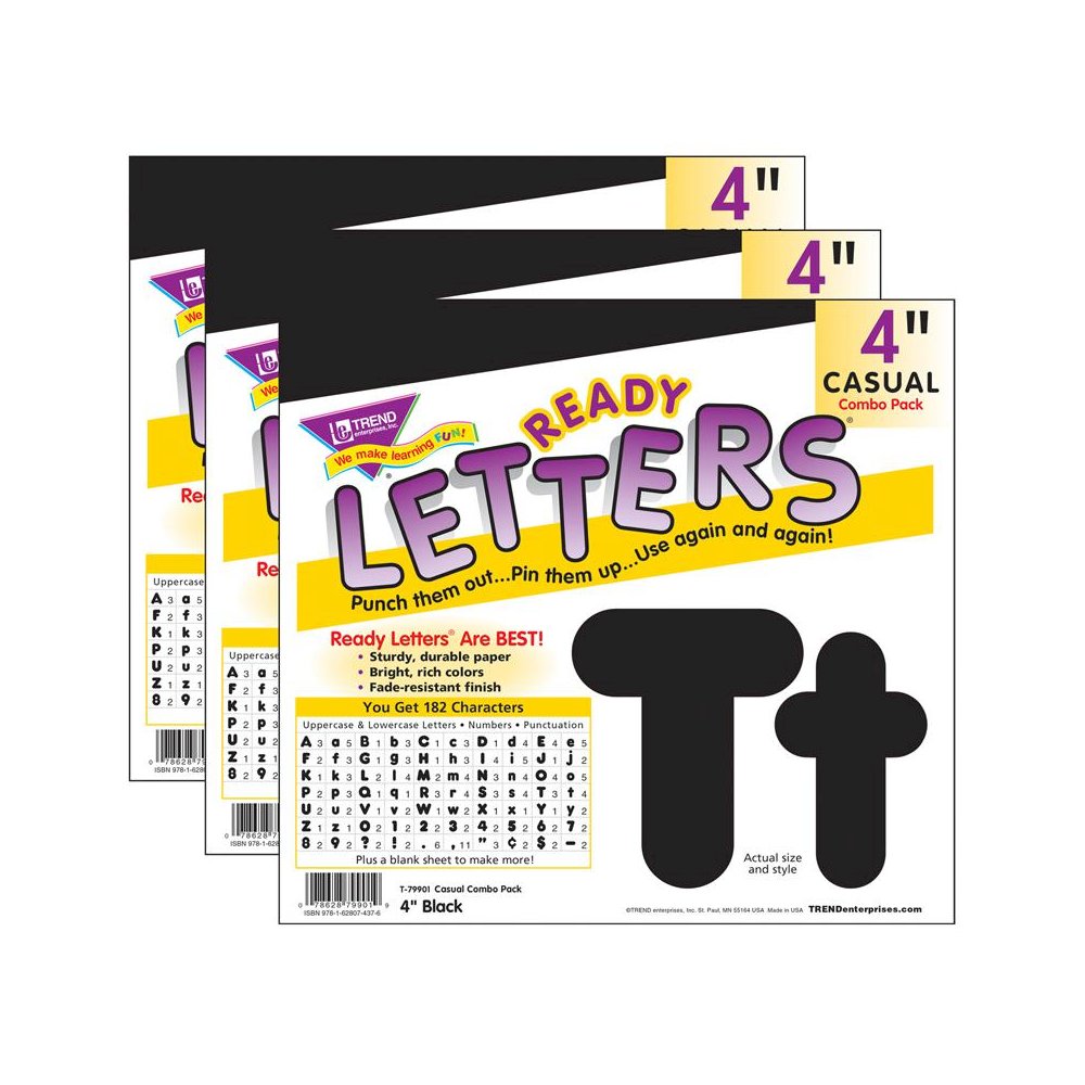 Black 4-Inch Casual Uppercase/Lowercase Pack Ready Letters 182 Per Pack, 3 Packs. Picture 2