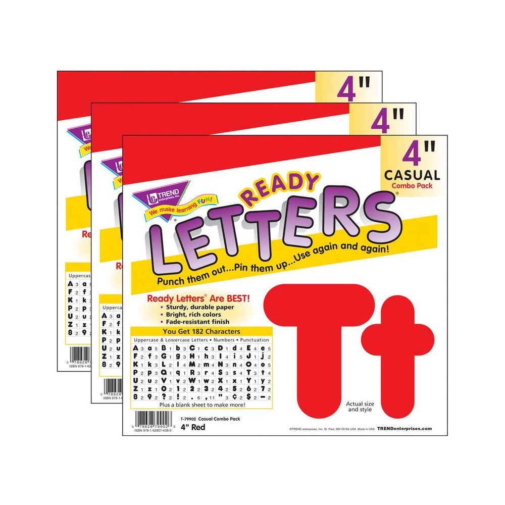 Red 4-Inch Casual Uppercase/Lowercase Pack Ready Letter, 182 Per Pack, 3 Packs. Picture 2