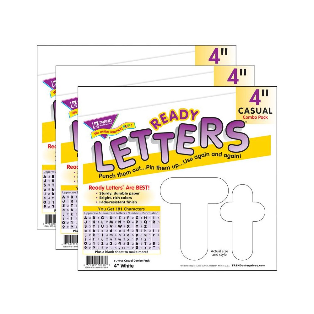 White 4-Inch Casual Uppercase/Lowercase Pack Ready Letters 182 Per Pack, 3 Packs. Picture 2