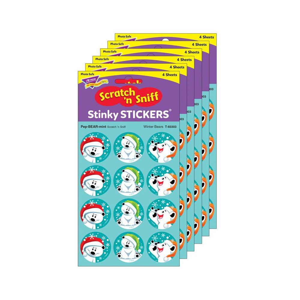Winter Bears/PepBEARmint Stinky Stickers, 48 Per Pack, 6 Packs. Picture 2