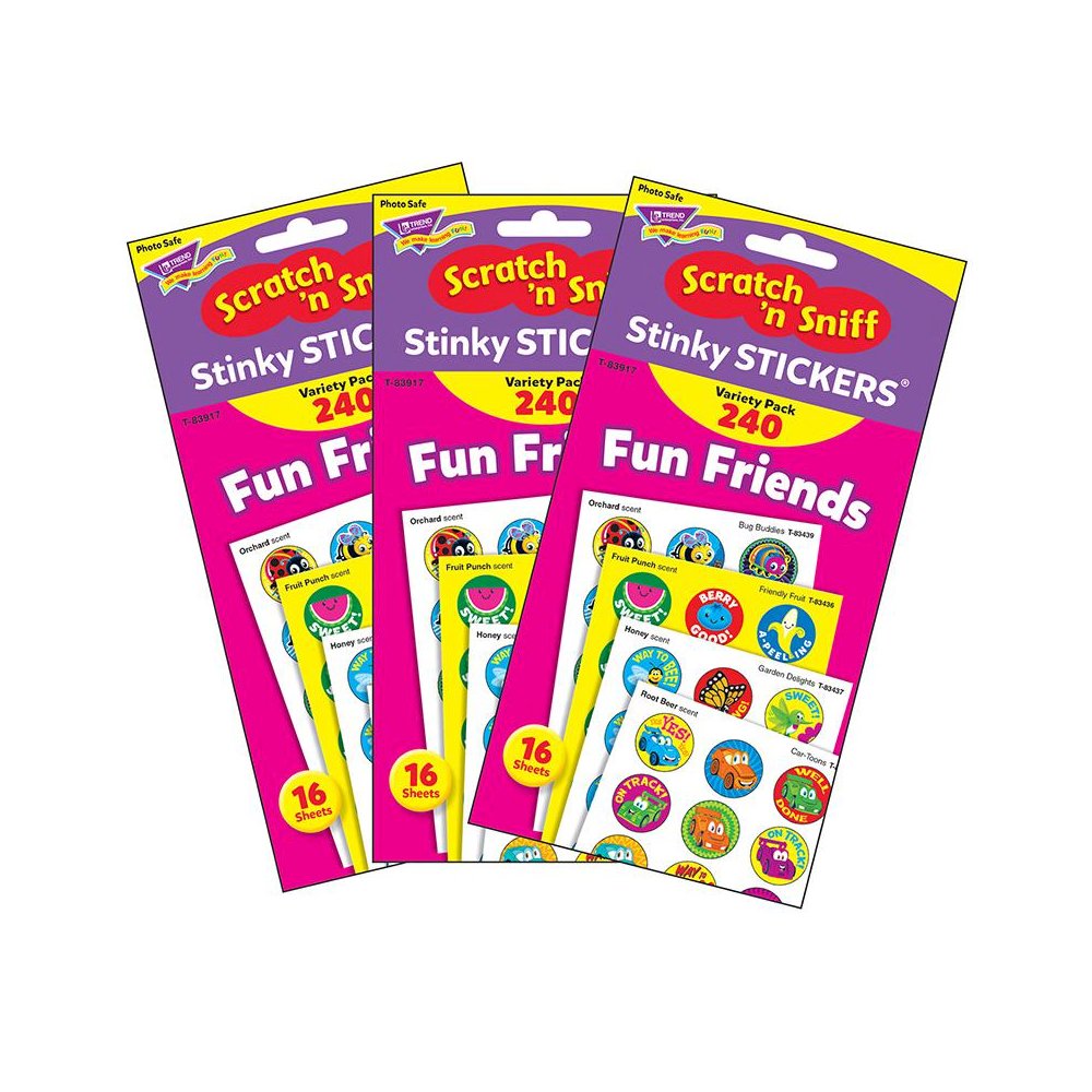 Fun Friends Stinky Stickers Variety Pack, 240 Per Pack, 3 Packs. Picture 2