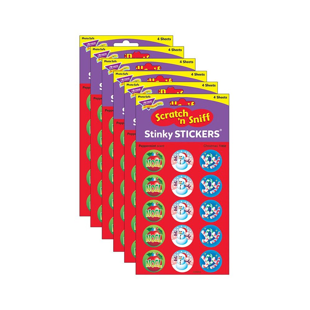 Christmas/Peppermint Stinky Stickers, 60 Per Pack, 6 Packs. Picture 2