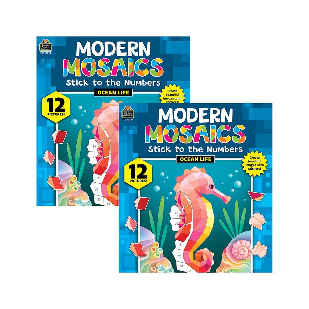 Ocean Life Modern Mosaics Stick to the Numbers Activity Book, Pack of 2. Picture 2