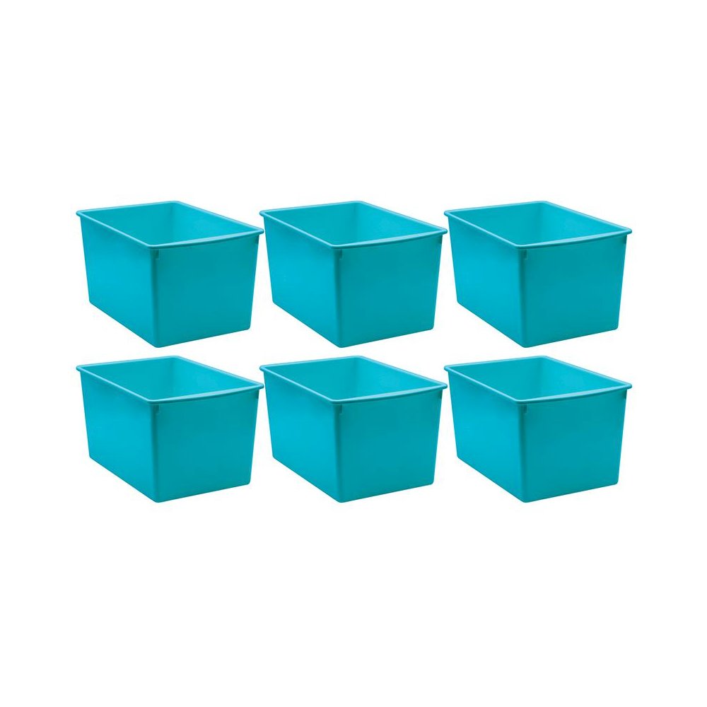 Plastic Multi-Purpose Bin, Teal, Pack of 6. Picture 2