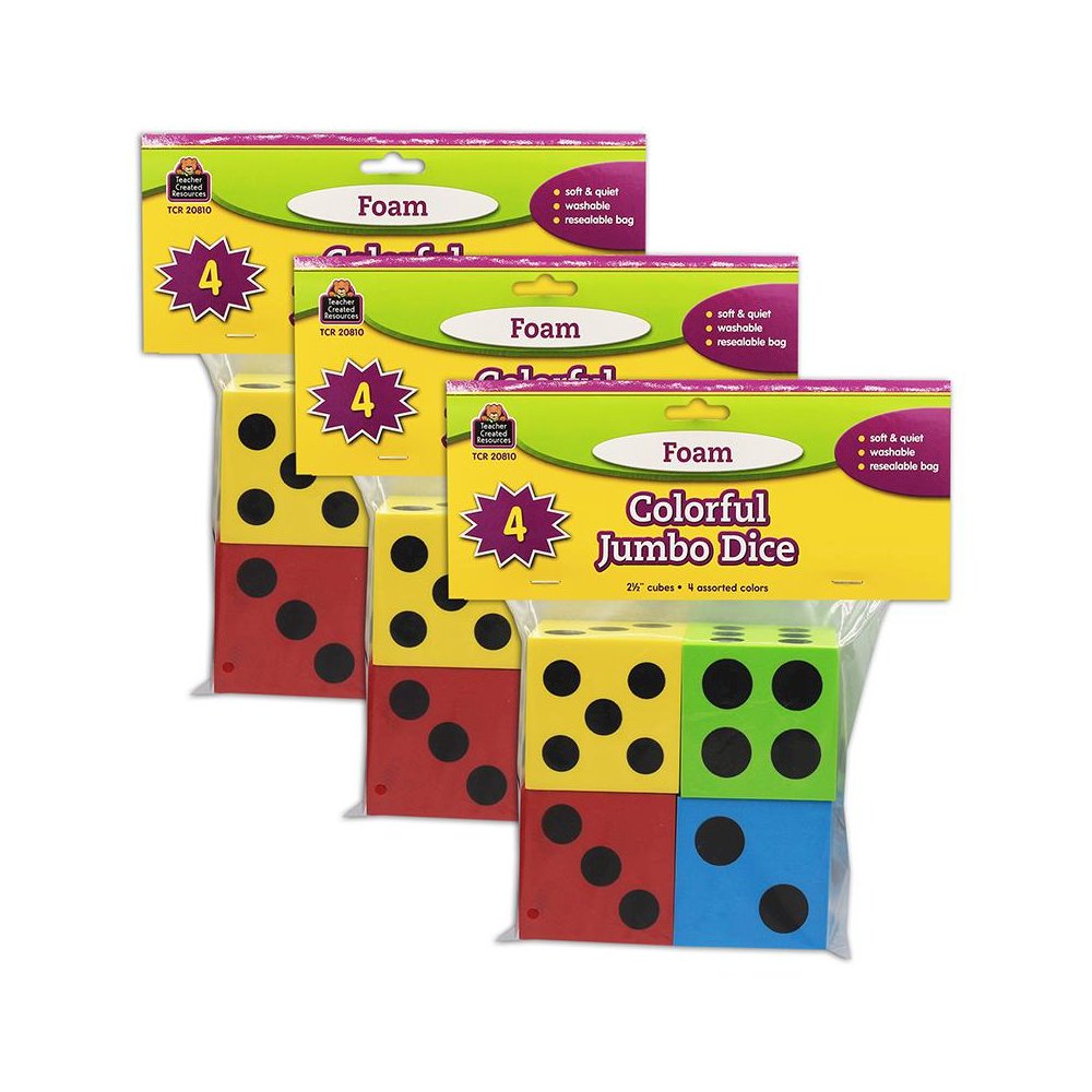 Foam Colorful Jumbo Dice, 4 Per Pack, 3 Packs. Picture 2