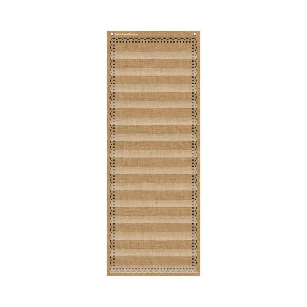 14-Pocket Pocket Chart, Burlap Design, 13" x 34". Picture 2