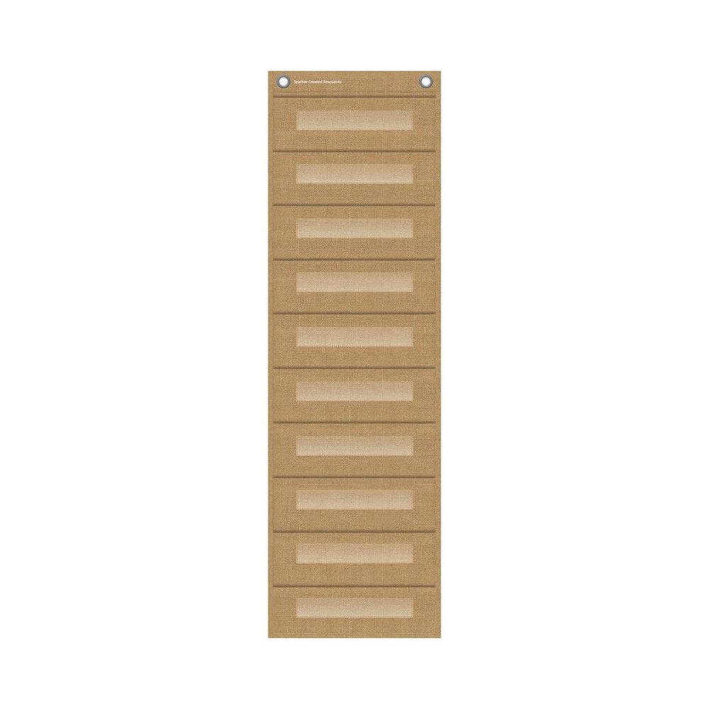 File Storage Pocket Chart, 10 Pockets, Burlap Design, 14" x 58". Picture 2
