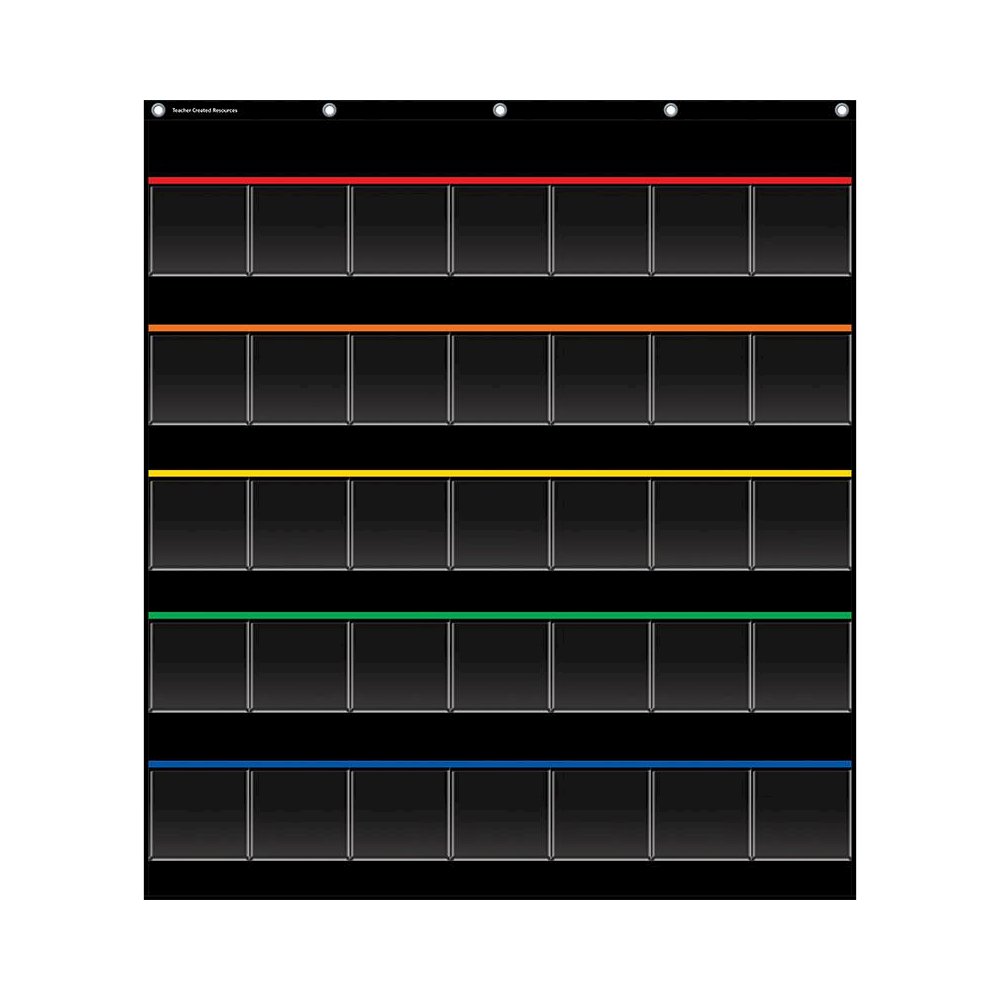 Black Storage Pocket Chart, 35 Pockets, 32.5" x 63.5". Picture 2