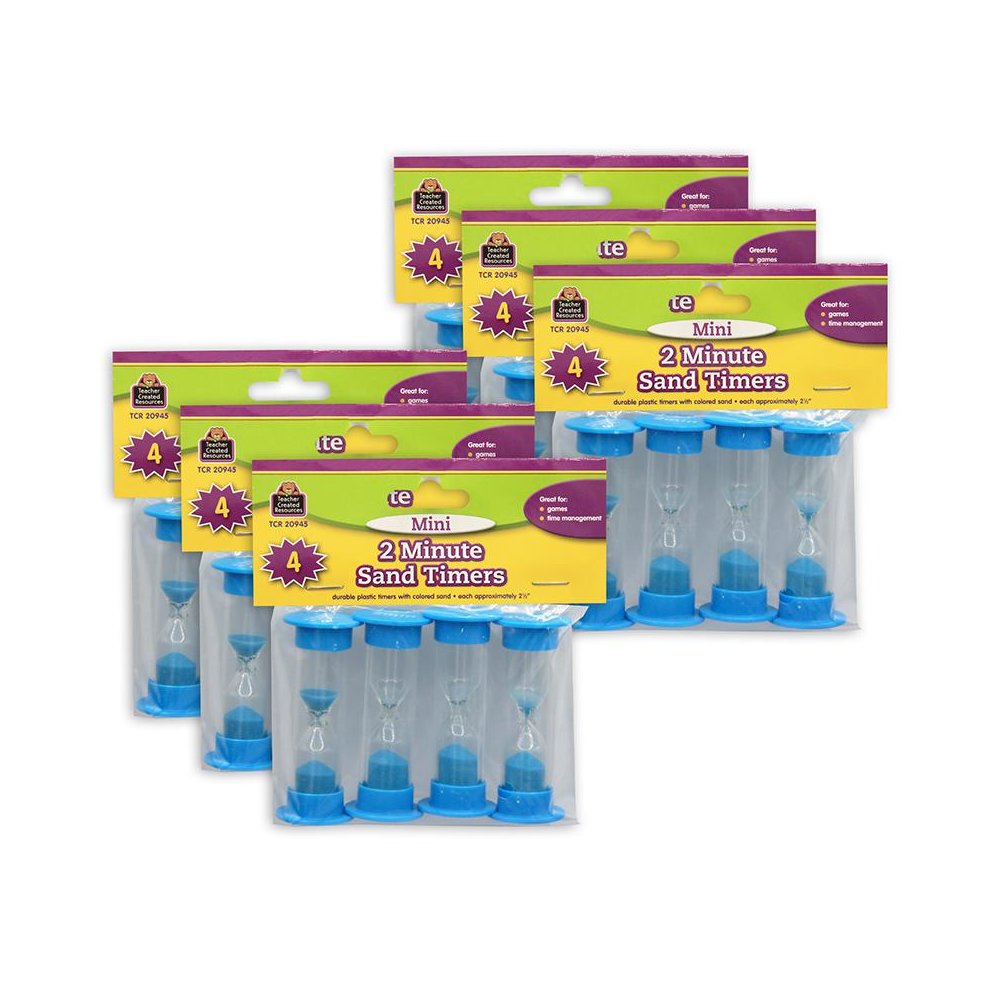 2 Minute Sand Timers, Mini, 4 Per Pack, 6 Packs. Picture 2