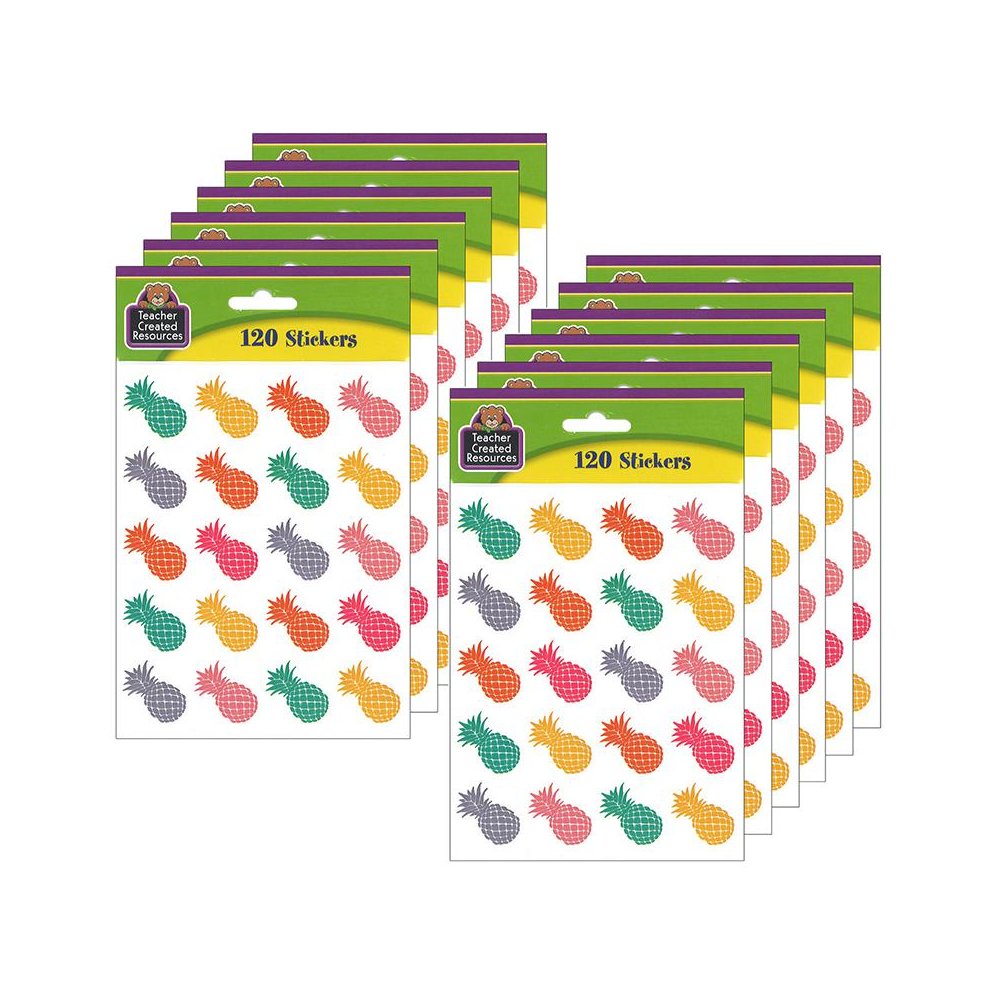 Tropical Punch Pineapples Stickers, 120 Per Pack, 12 Packs. Picture 2