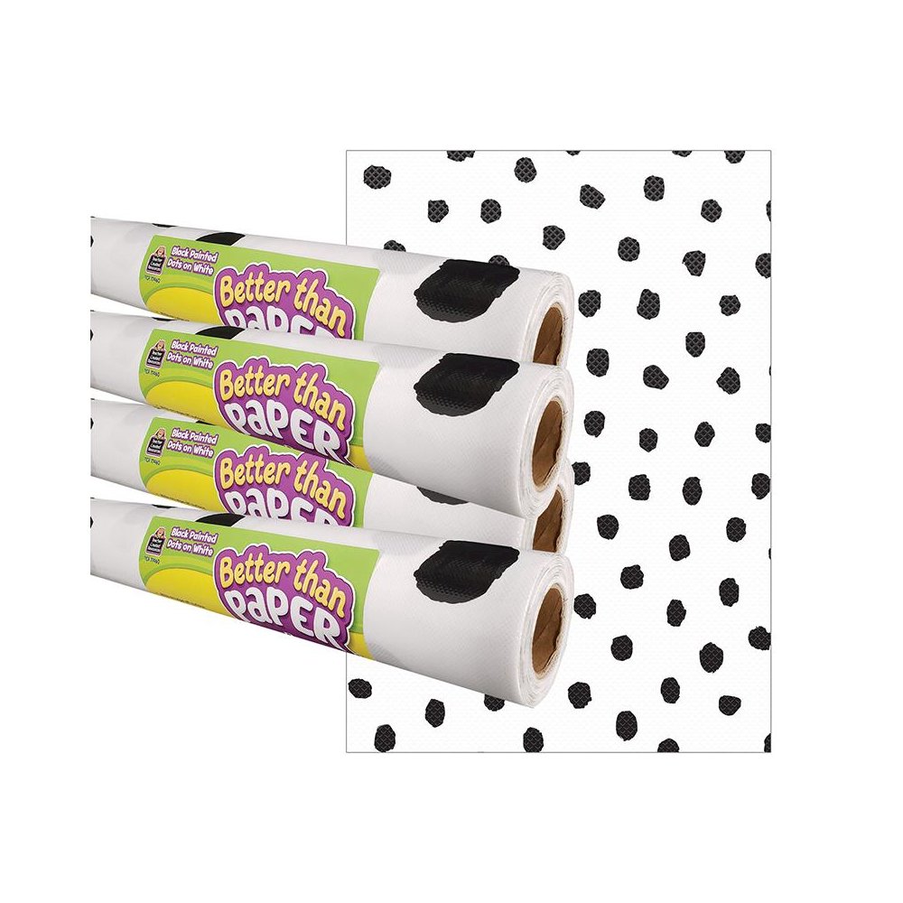 Black Painted Dots on White Better Than Paper Bulletin Board Roll, Pack of 4. Picture 2