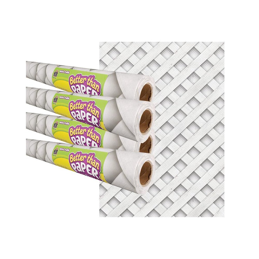 White Trellis Better Than Paper Bulletin Board Roll, 4' x 12', Pack of 4. Picture 2