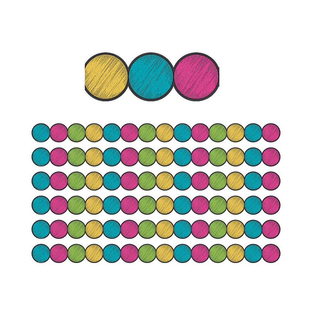 Chalkboard Brights Circles Die-Cut Border Trim, 35 Feet Per Pack, 6 Packs. Picture 2