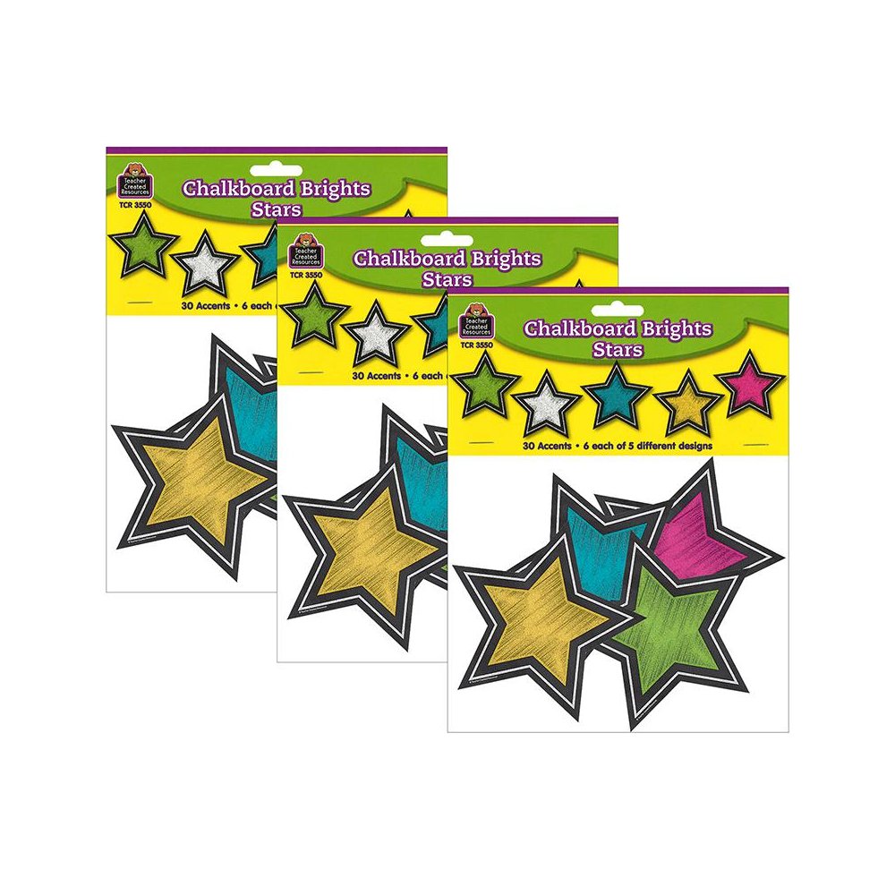 Chalkboard Brights Stars Accents, 30 Per Pack, 3 Packs. Picture 2