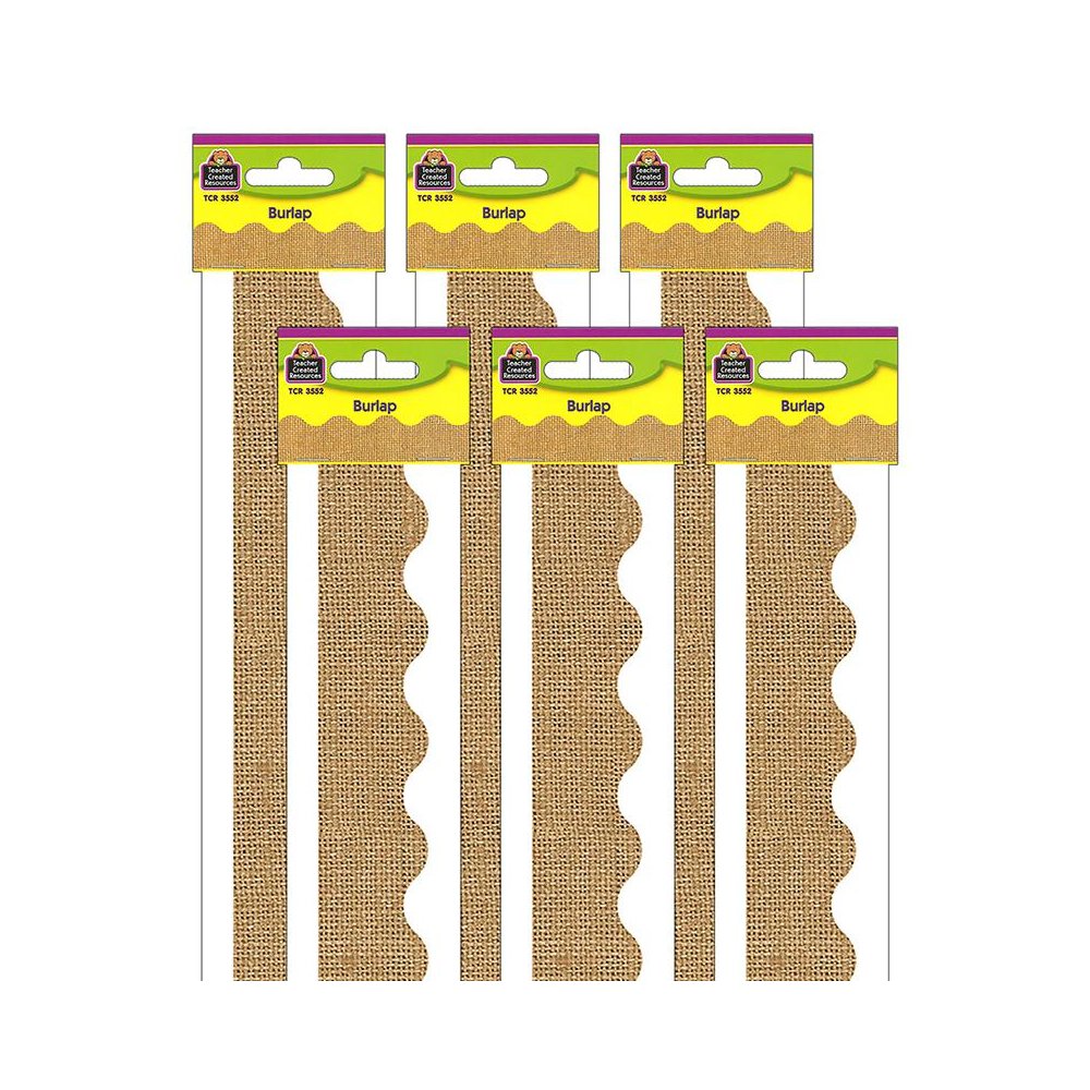 Burlap Design Scalloped Border Trim, 35 Feet Per Pack, 6 Packs. Picture 2