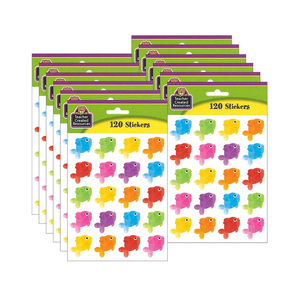 Colorful Fish Stickers, 120 Per Pack, 12 Packs. Picture 2