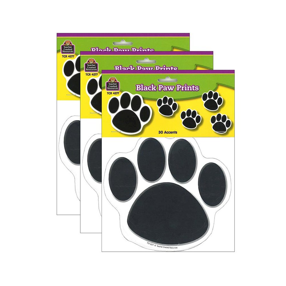 Black Paw Prints Accents, 30 Per Pack, 3 Packs. Picture 2