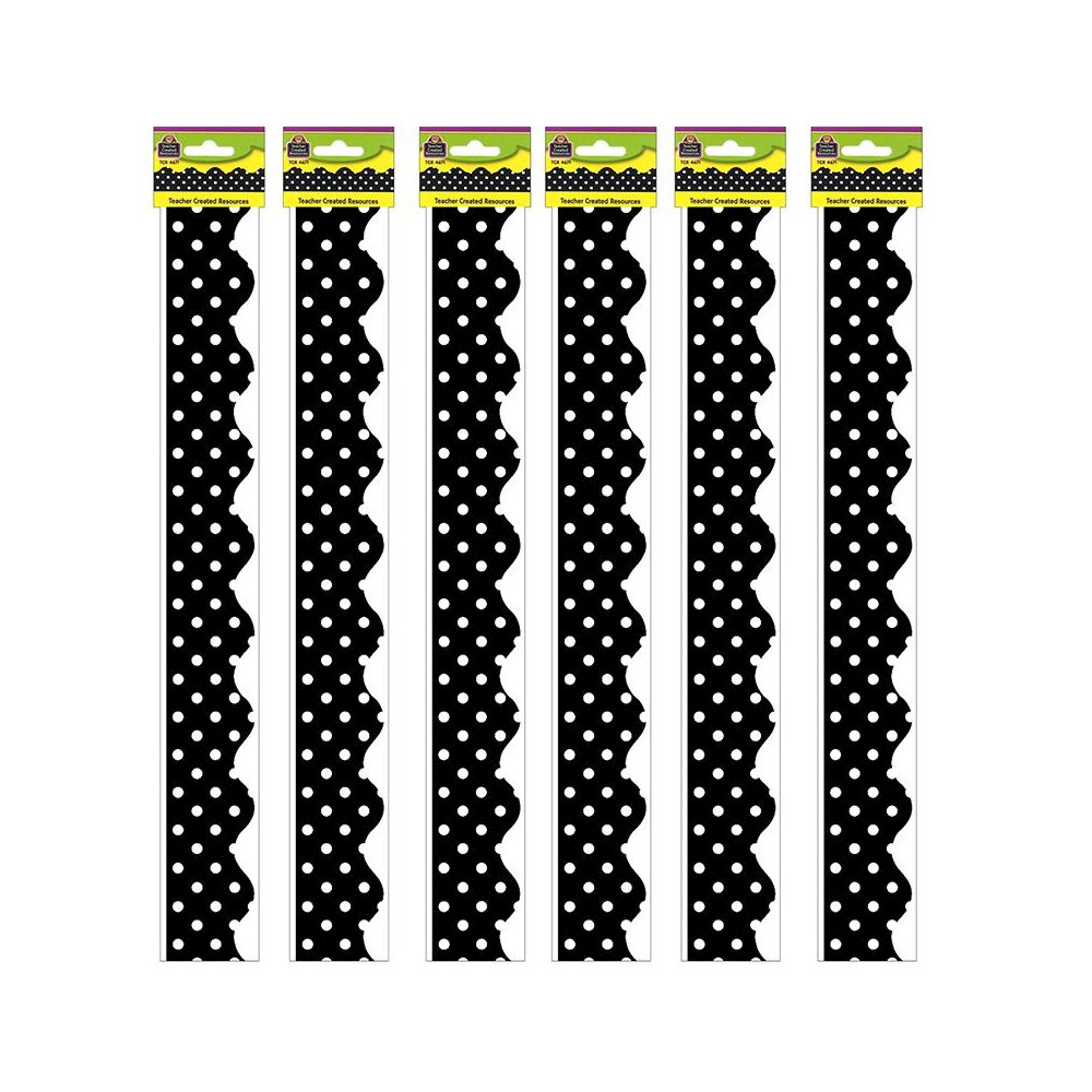 Black Mini Polka Dots Border Trim, 35 Feet Per Pack, 6 Packs. Picture 2