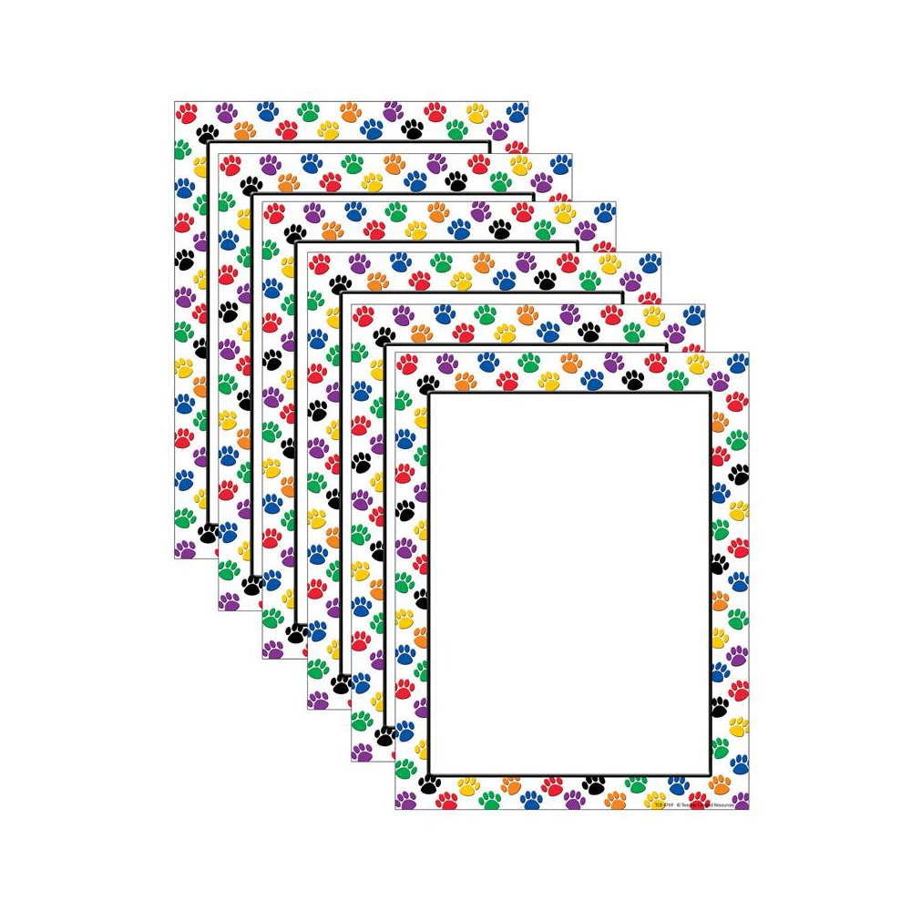 Colorful Paw Prints Computer Paper, 50 Per Pack, 6 Packs. Picture 2