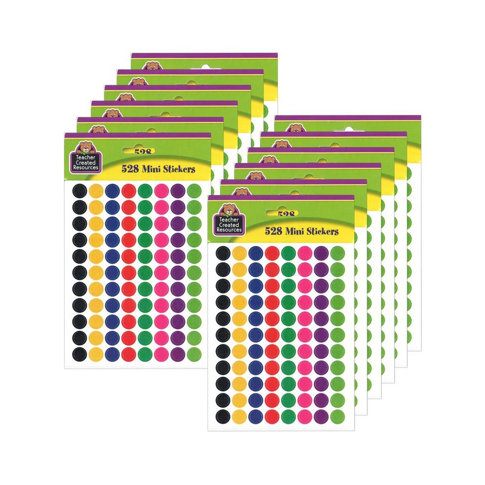Colorful Circles Mini Stickers, 3/8" Diameter, 528 Per Pack, 12 Packs. Picture 2