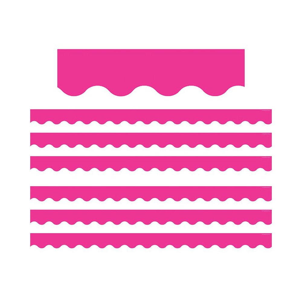 Hot Pink Scalloped Border Trim, 35 Feet Per Pack, 6 Packs. Picture 2