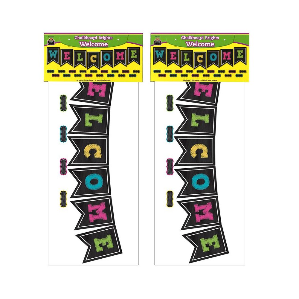 Chalkboard Brights Pennants Welcome Bulletin Board Display, Pack of 2. Picture 2