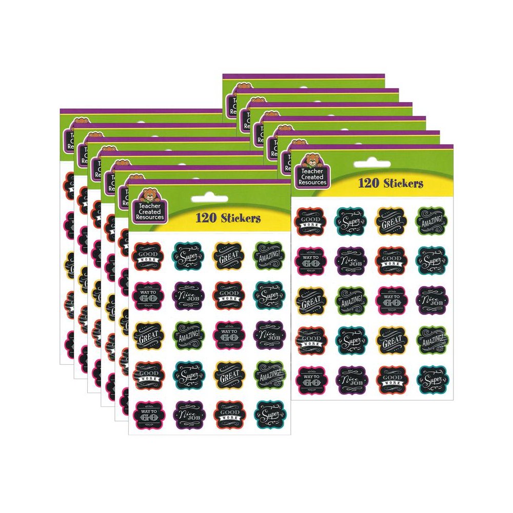 Chalkboard Brights Stickers, 120 Per Pack, 12 Packs. Picture 2