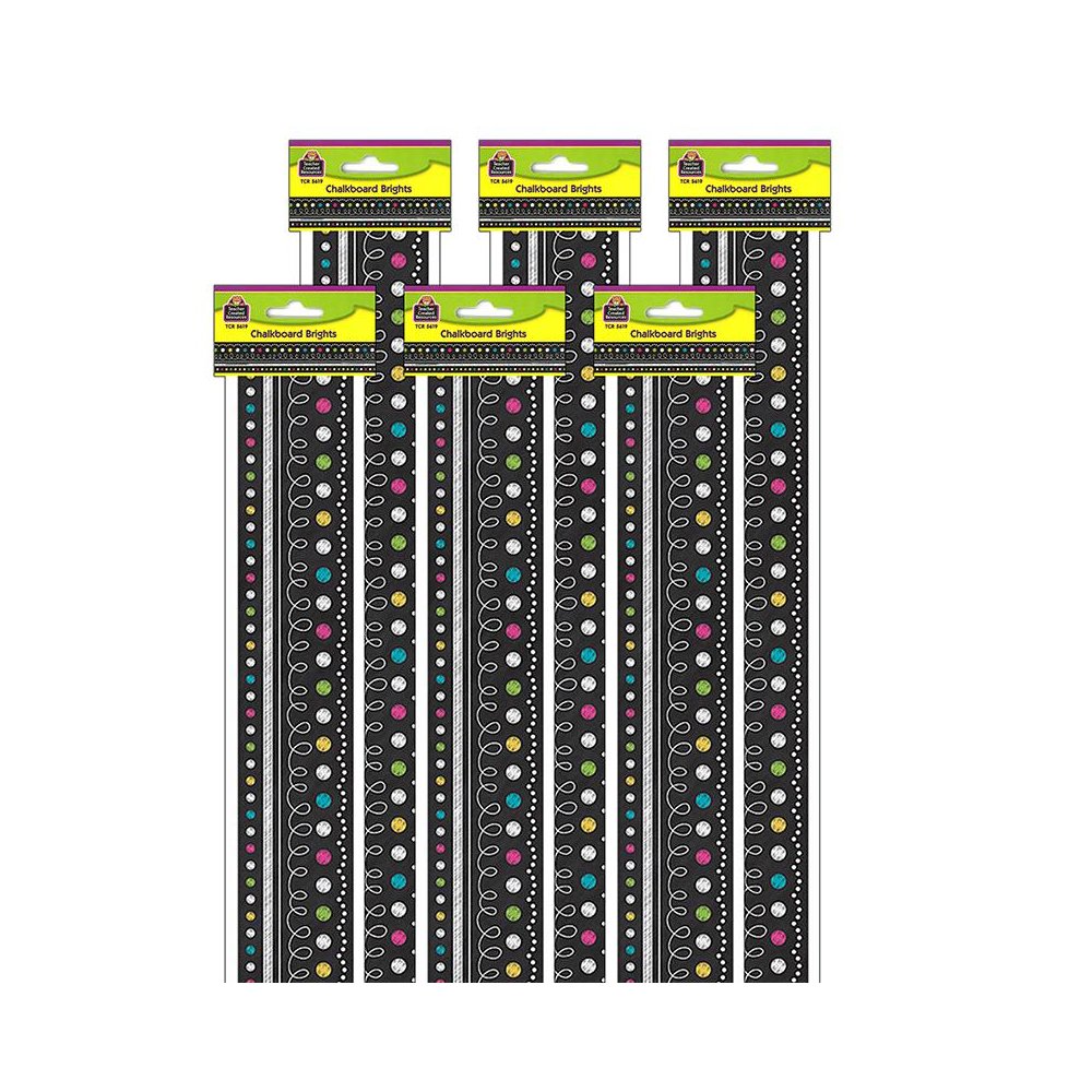 Chalkboard Brights Straight Border Trim, 35 Feet Per Pack, 6 Packs. Picture 2