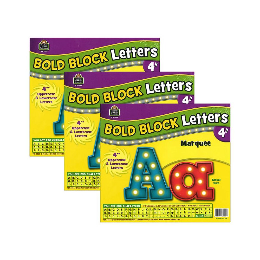 Marquee Bold Block 4" Letters Combo Pack, 230 Pieces Per Pack, 3 Packs. Picture 2