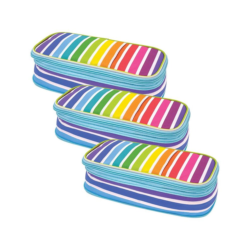 Colorful Stripes Pencil Case, Pack of 3. Picture 2