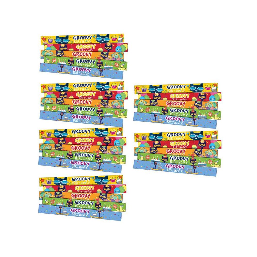 Pete the Cat Groovy Birthday Slap Bracelets, 10 Per Pack, 6 Packs. Picture 2