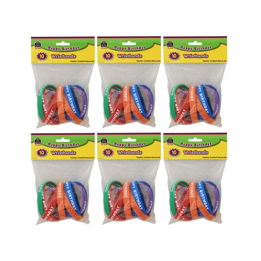 Happy Birthday Wristbands, 10 Per Pack, 6 Packs. Picture 2