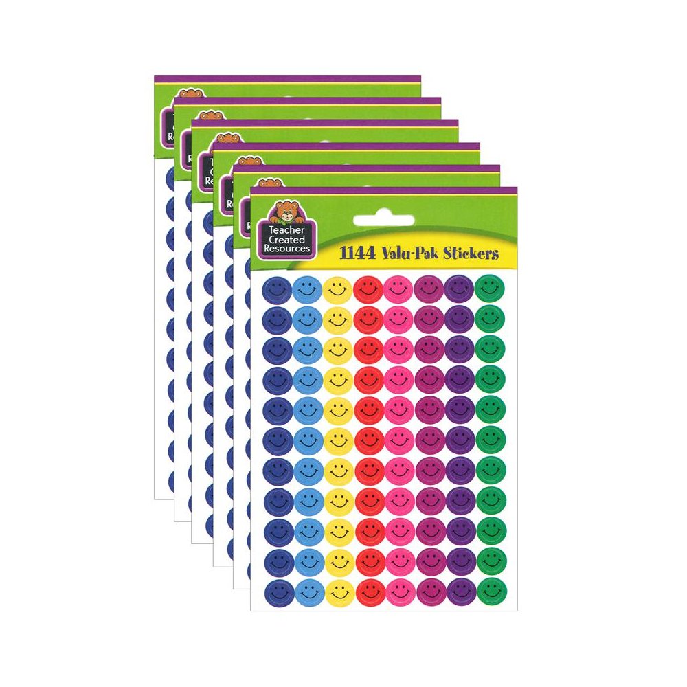 Mini Happy Face Stickers Valu-Pak, Multi Color, 1,144 Per Pack, 6 Packs. Picture 2
